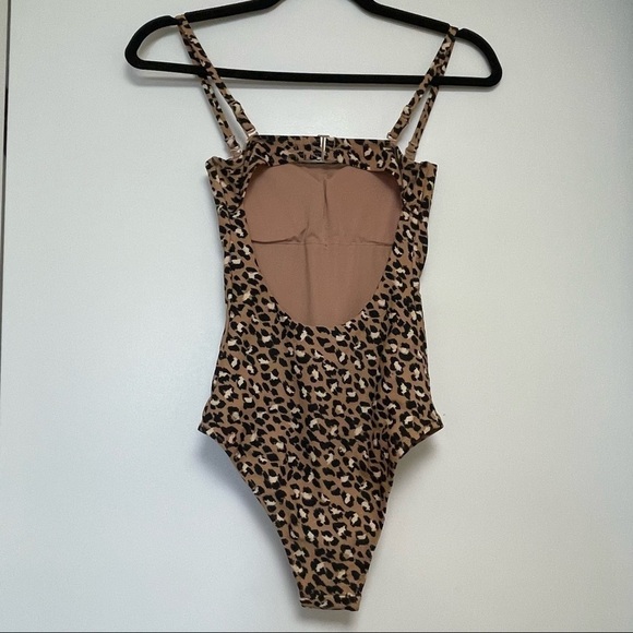 Aerie Leopard One Piece Cheeky Bathing Suit Open Back Sz XXS Removable Straps. - Picture 9 of 9